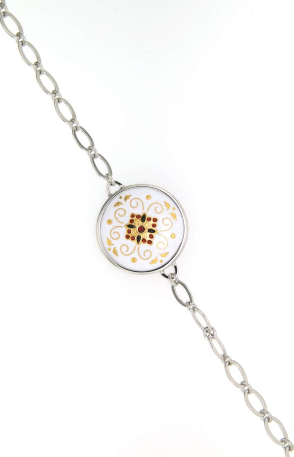 Bracelet chainette 1 grand rond blanc