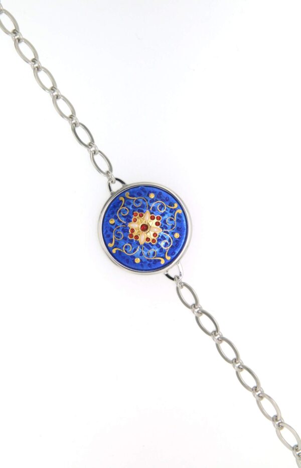 Bracelet chainette 1 grand rond bleu de bresse