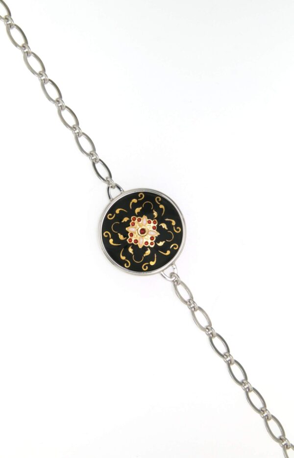 Bracelet chainette 1 grand rond noir