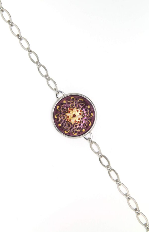 Bracelet chainette 1 grand rond violet lilas