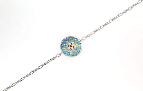 Bracelet chainette 1 rond bleu ciel