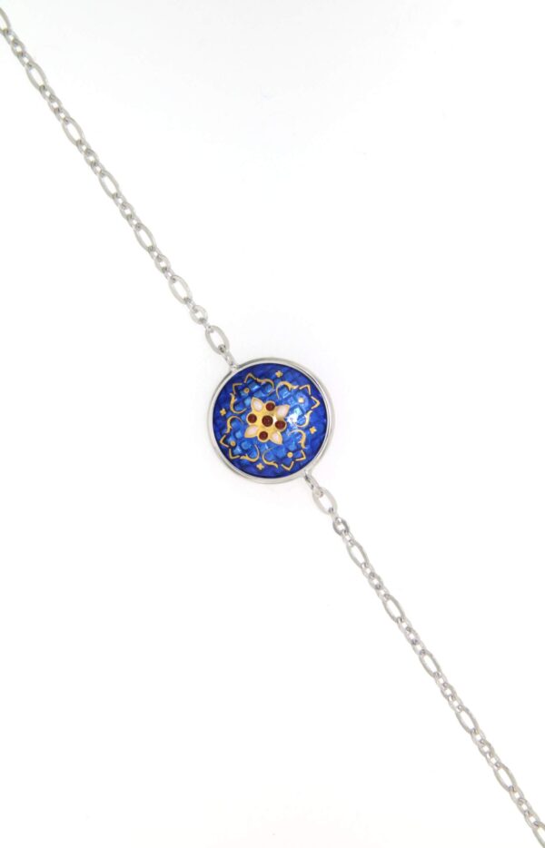 Bracelet chainette 1 rond bleu de bresse
