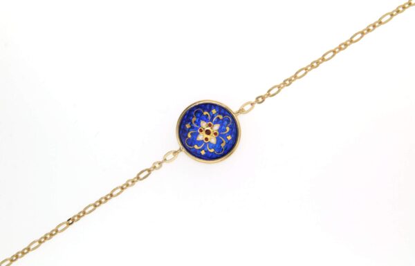 Bracelet chainette 1 rond bleu de bresse