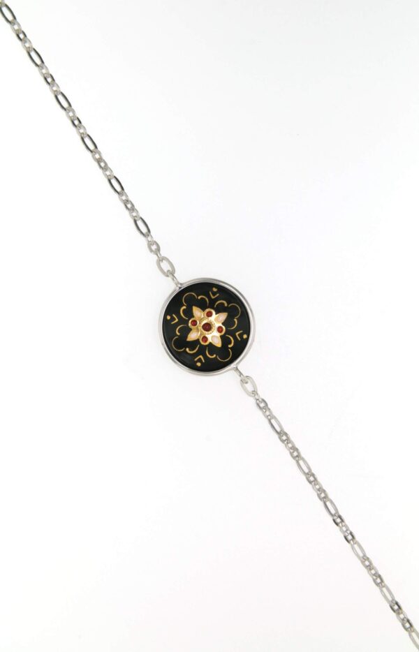 Bracelet chainette 1 rond noir
