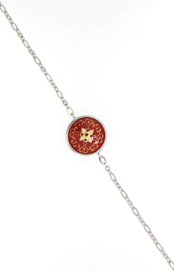Bracelet chainette 1 rond rouge cerise