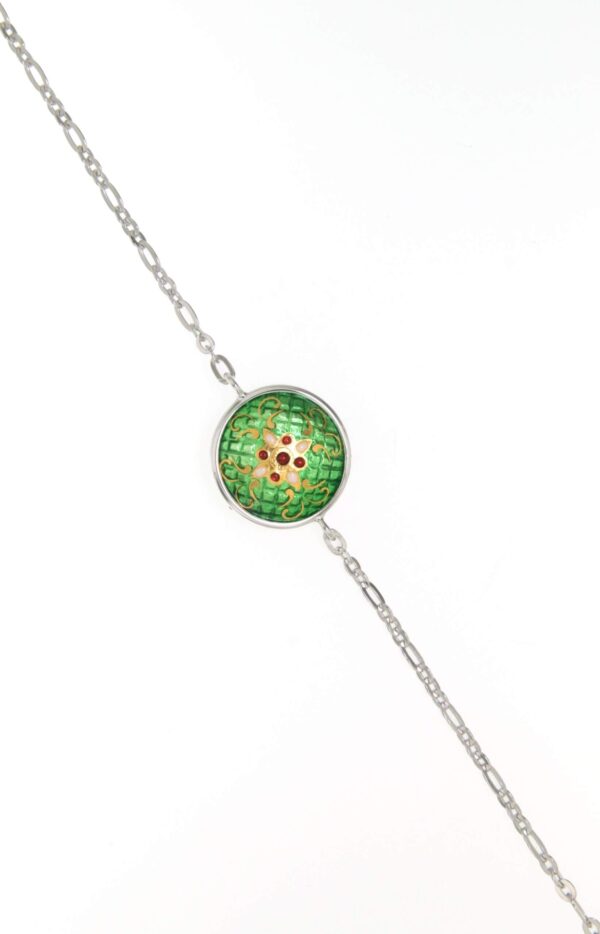 Bracelet chainette 1 rond vert chartreuse