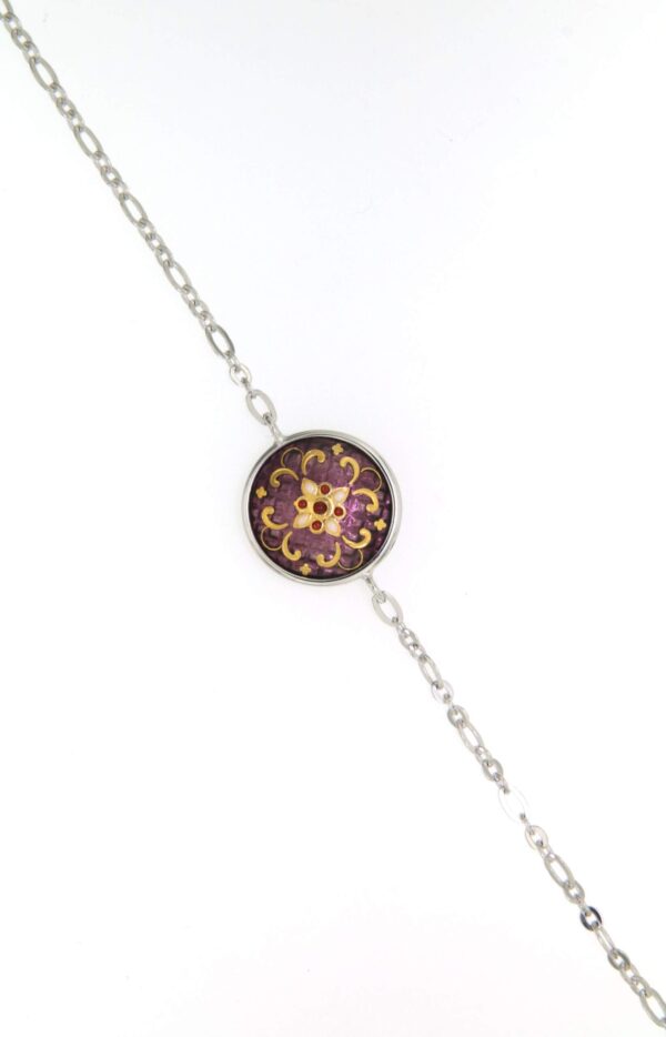 Bracelet chainette 1 rond violet lilas