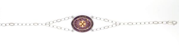 Bracelet double chainette 1 grand ovale violet lilas
