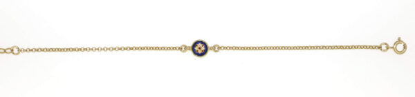 Bracelet  petit rond sur chainette bleu de bresse