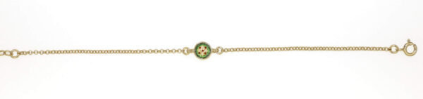 Bracelet  petit rond sur chainette  vert chartreuse
