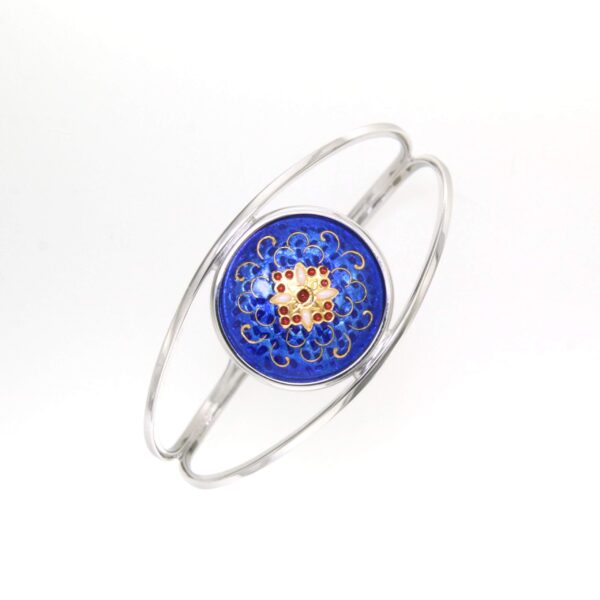 Bracelet rigide grand rond avec ouverture bleu de bresse