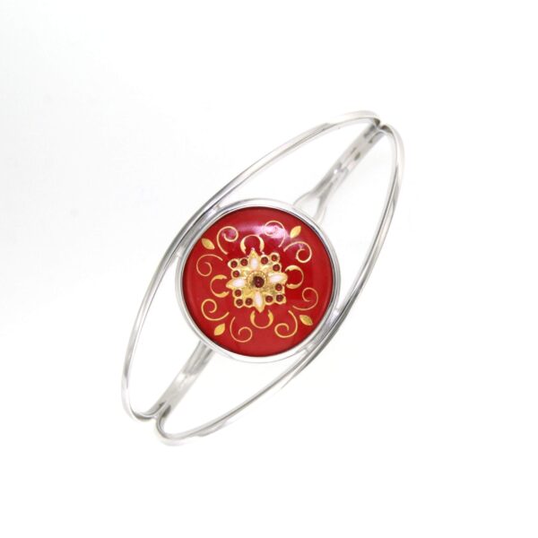 Bracelet rigide grand rond avec ouverture rouge cerise