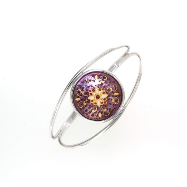 Bracelet rigide grand rond avec ouverture violet lilas