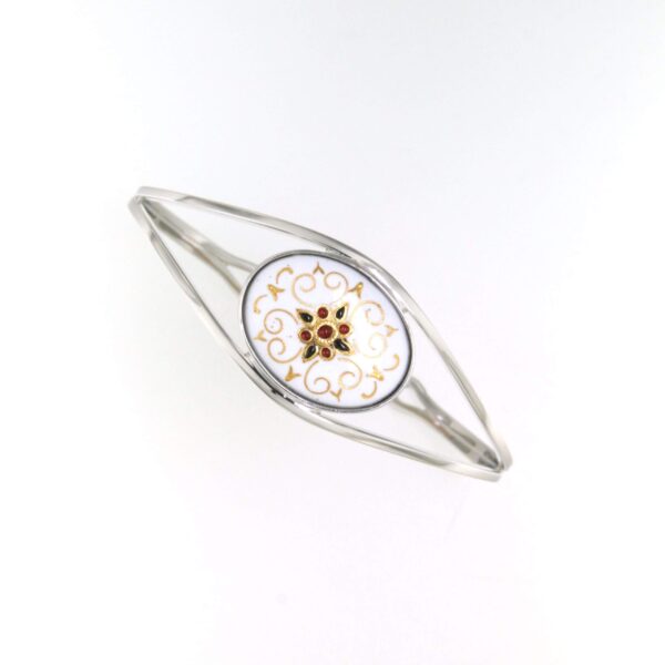 Bracelet rigide moyen ovale avec ouverture blanc