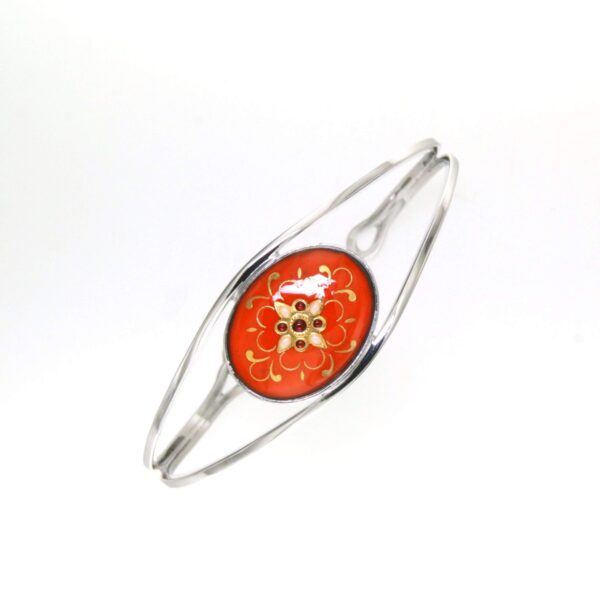 Bracelet rigide moyen ovale avec ouverture orange