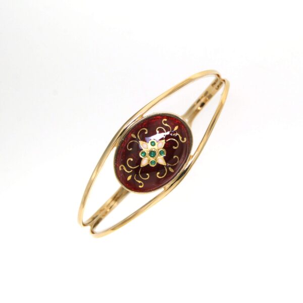 Bracelet rigide moyen ovale avec ouverture rouge