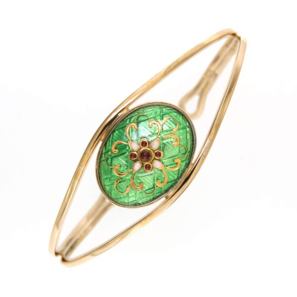 Bracelet rigide moyen ovale avec ouverture vert chartreuse