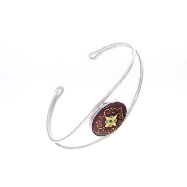 Bracelet rigide moyen ovale avec overture rouge