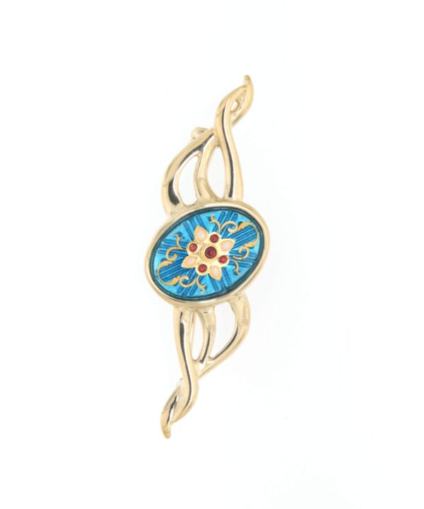 Broche 3 fils bleu turquoise