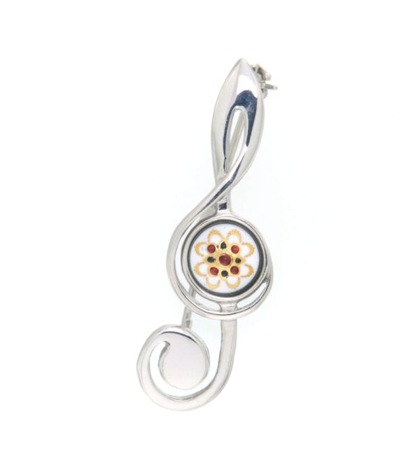 Broche cle de sol blanc