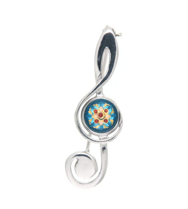 Broche cle de sol bleu turquoise