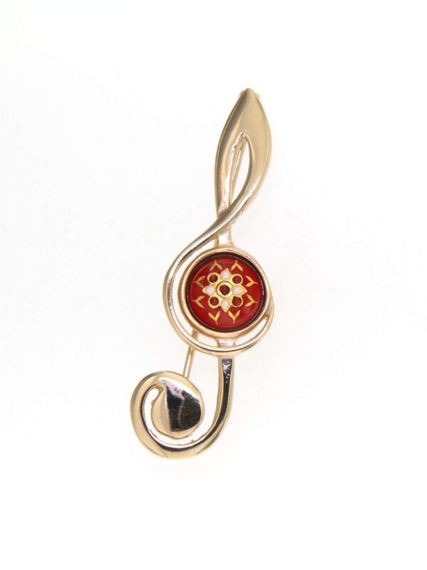 Broche cle de sol rouge cerise