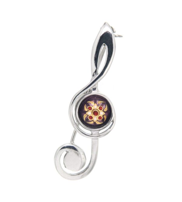 Broche cle de sol violet lilas