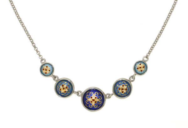 Collier 5 ronds en chute dégradé de 3 bleus