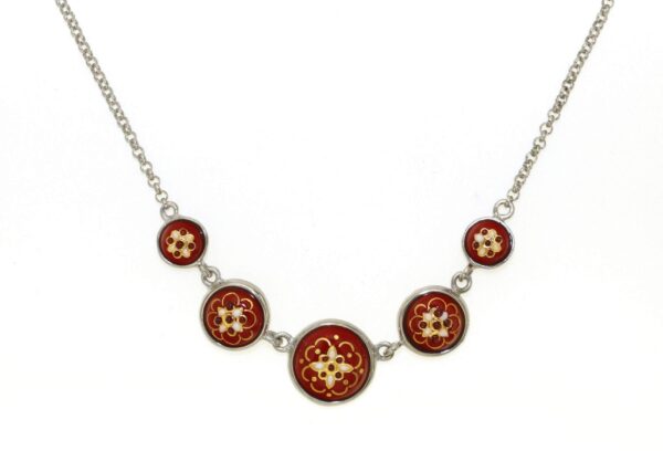 Collier 5 ronds en chute rouge cerise
