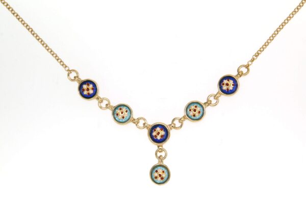 Collier 6 petits ronds bleu de bresse/bleu ciel