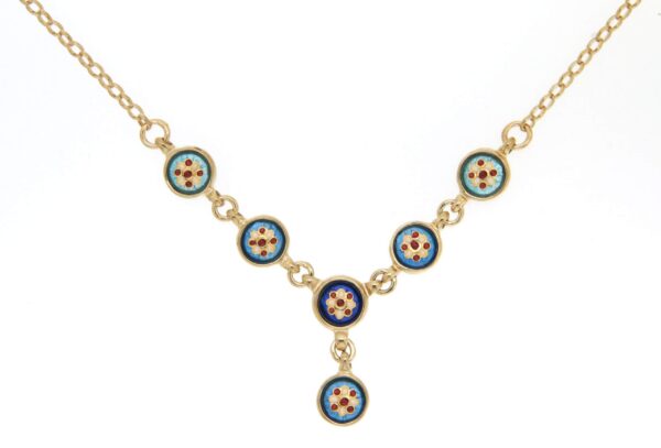 Collier 6 petits ronds dégradé de bleus