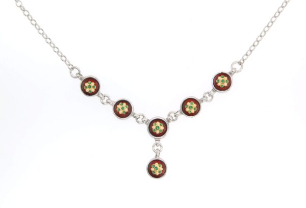 Collier 6 petits ronds rouge
