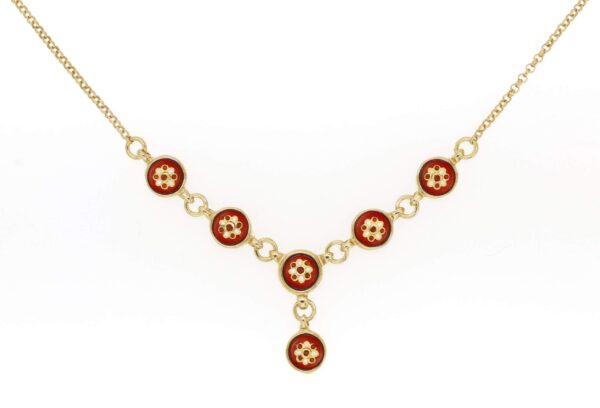 Collier 6 petits ronds rouge cerise