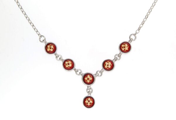 Collier 6 petits ronds rouge cerise