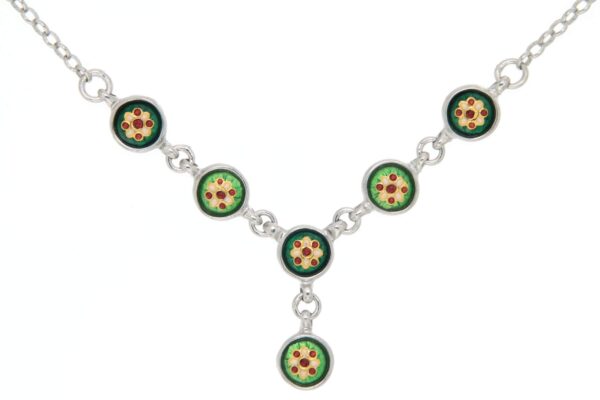 Collier 6 petits ronds vert/vert chartreuse