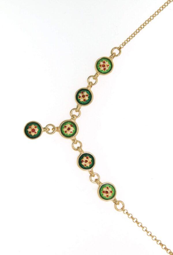 Collier 6 petits ronds vert/vert chartreuse