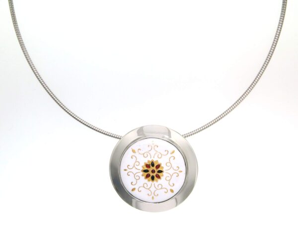 Collier cable petite soucoupe blanc