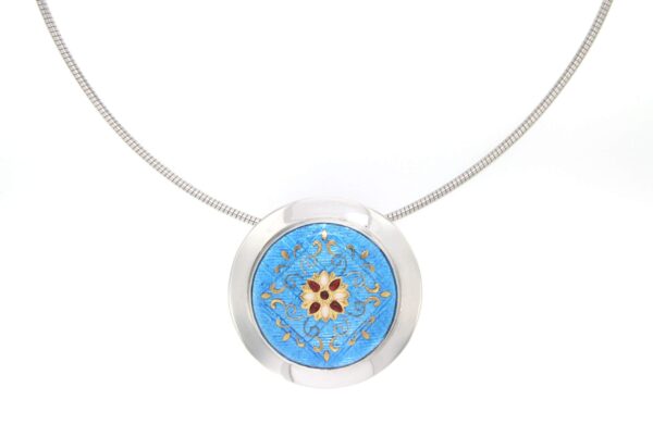 Collier cable petite soucoupe bleu azur