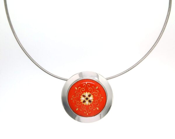 Collier cable petite soucoupe orange