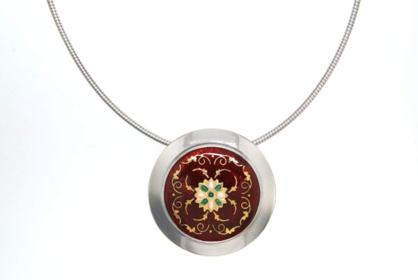 Collier cable petite soucoupe rouge