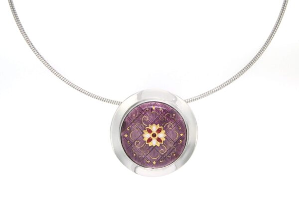 Collier cable petite soucoupe violet lilas