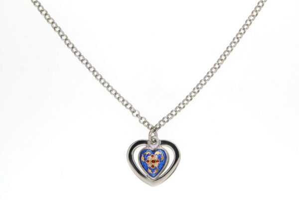 Collier email coeur petit modele bleu de bresse