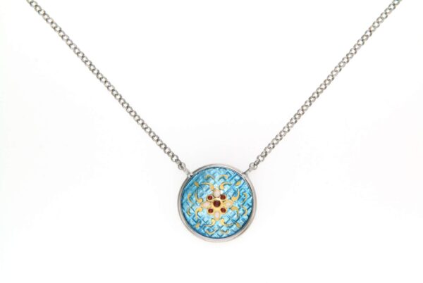 Collier email rond bombe bleu ciel