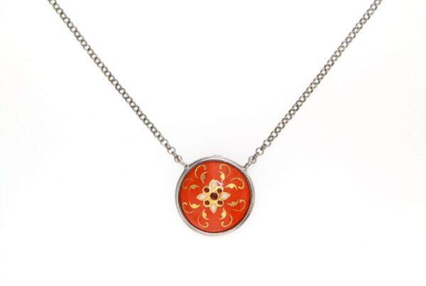 Collier email rond bombe orange
