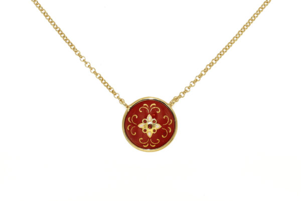 Collier email rond bombe rouge cerise