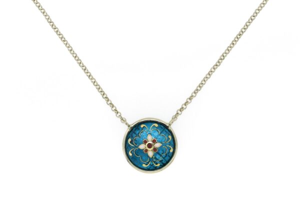 Collier email rond bombe turquoise