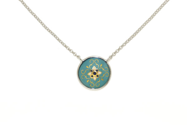 Collier email rond bombe vert aloé