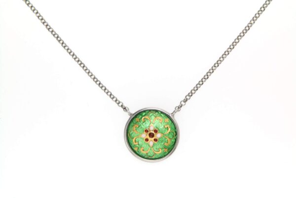 Collier email rond bombe vert chartreuse