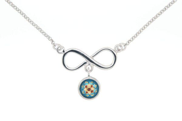Collier motif infini bleu turquoise