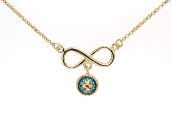 Collier motif infini bleu turquoise